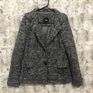 YMI Womens Size Medium Black and White Heather Lined Winter Sweater Coat Jacket